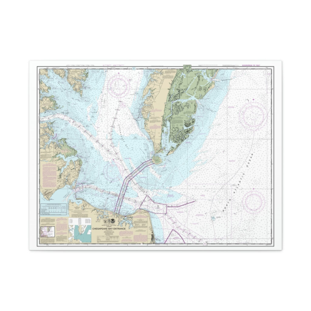 Noaa Nautical Chart Wrapped Canvas Chesapeake Bay Entrance