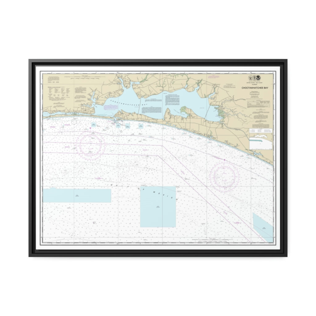 NOAA Nautical Chart 11388 Floating Frame Canvas Choctawhatchee Bay