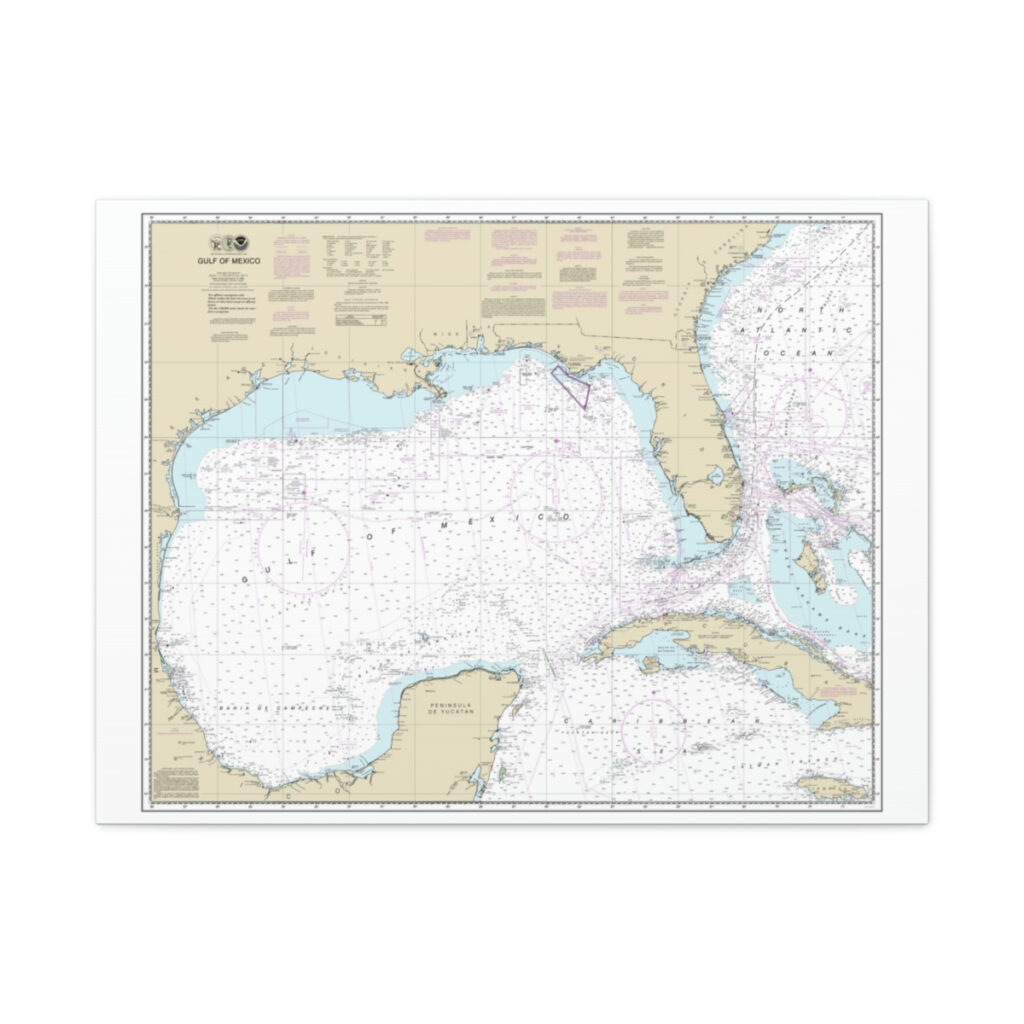 Chart 411 Gulf of Mexico – NOAA Nautical Chart Wrapped Canvas | 32″ X ...