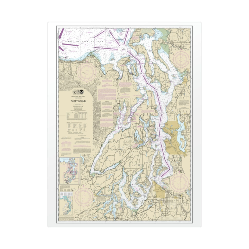 Chart 18440 Puget Sound – NOAA Nautical Chart Rolled Poster | 24″ X 32 ...