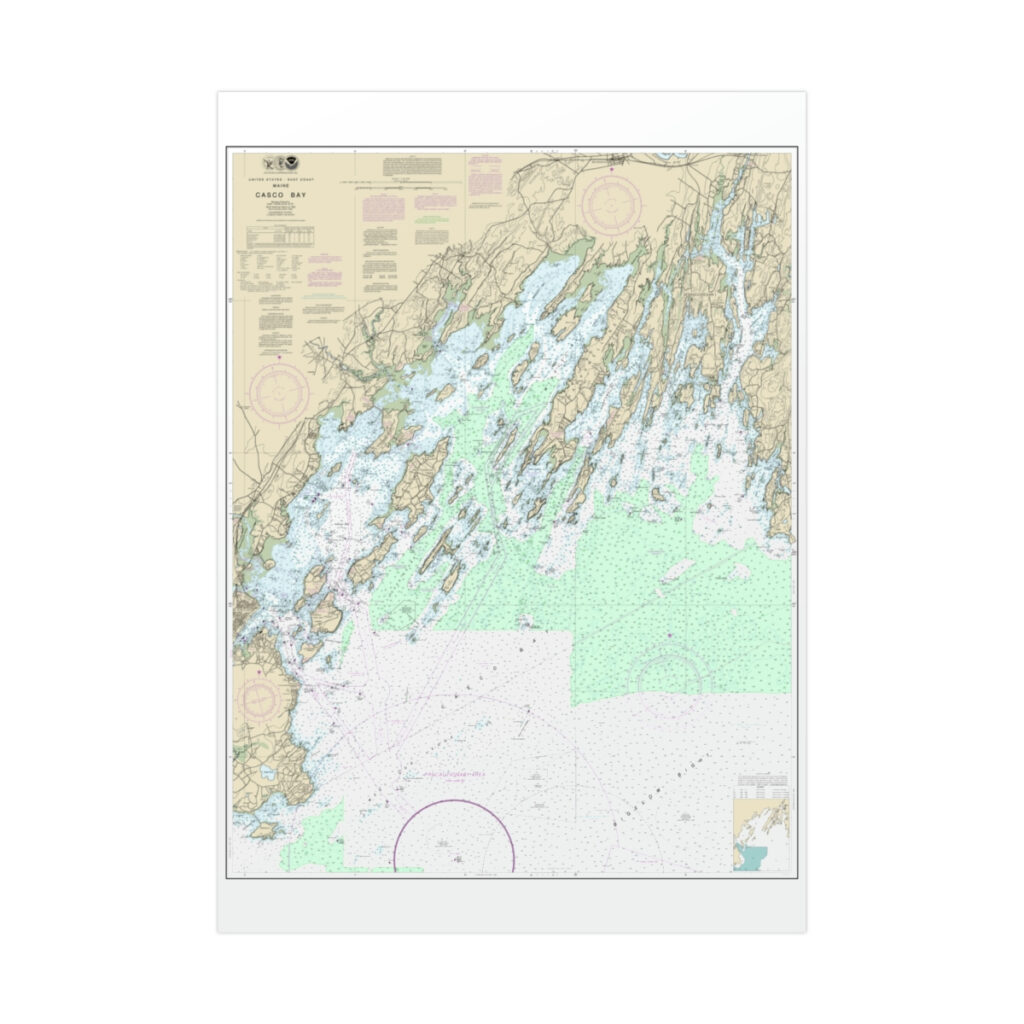 NOAA Nautical Chart 13290 Rolled Poster Casco Bay