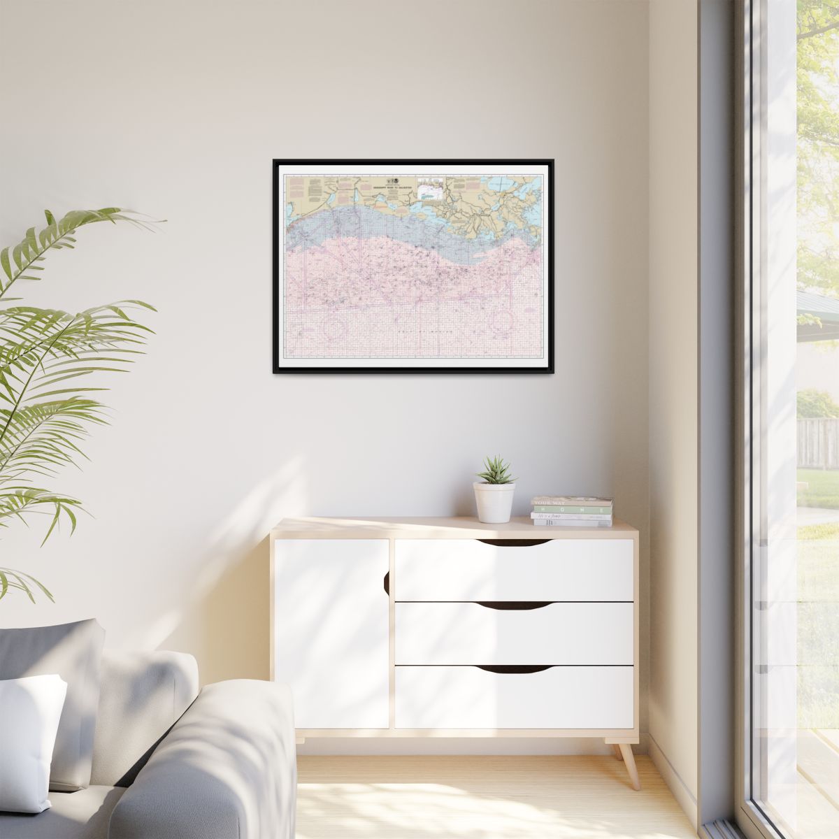 Chart 1116A Mississippi River to Galveston (Oil and Gas Leasing Areas) - NOAA Nautical Chart Floating Frame Canvas | 32" x 24" | 40" x 30" - Black context-1
