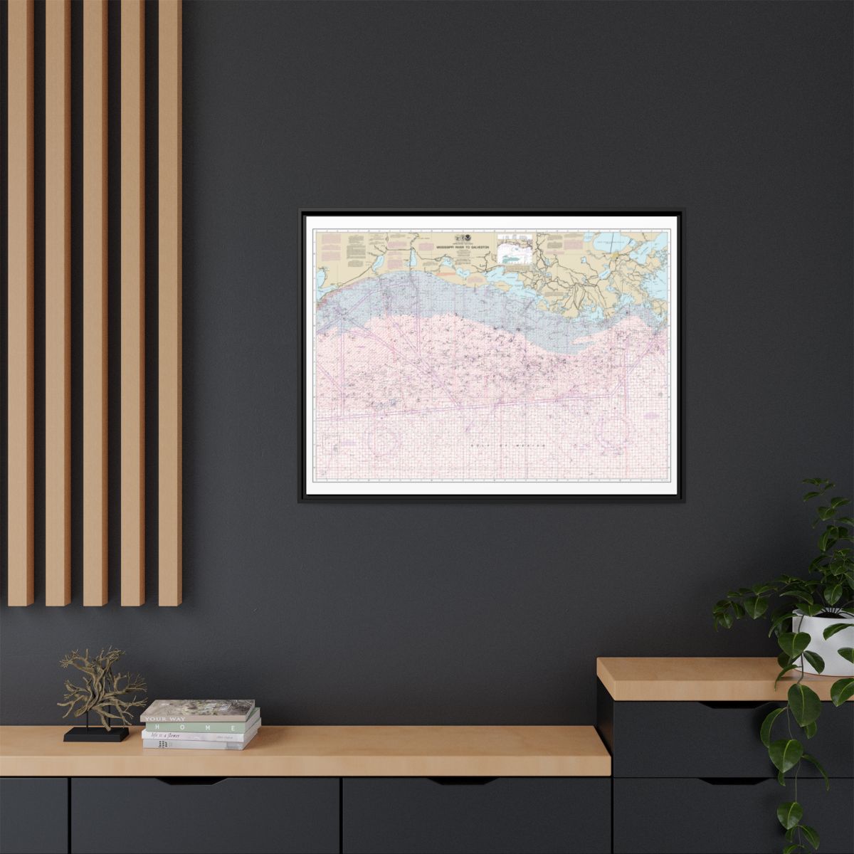 Chart 1116A Mississippi River to Galveston (Oil and Gas Leasing Areas) - NOAA Nautical Chart Floating Frame Canvas | 32" x 24" | 40" x 30" - Black context-2