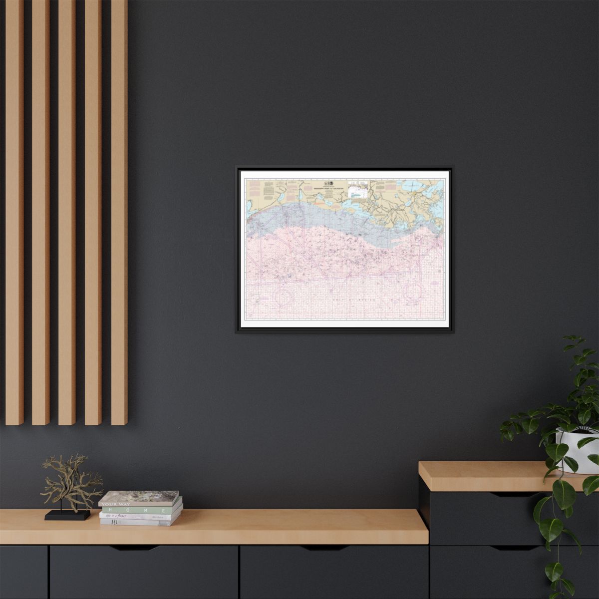 Chart 1116A Mississippi River to Galveston (Oil and Gas Leasing Areas) - NOAA Nautical Chart Floating Frame Canvas | 32" x 24" | 40" x 30" - Black context-2