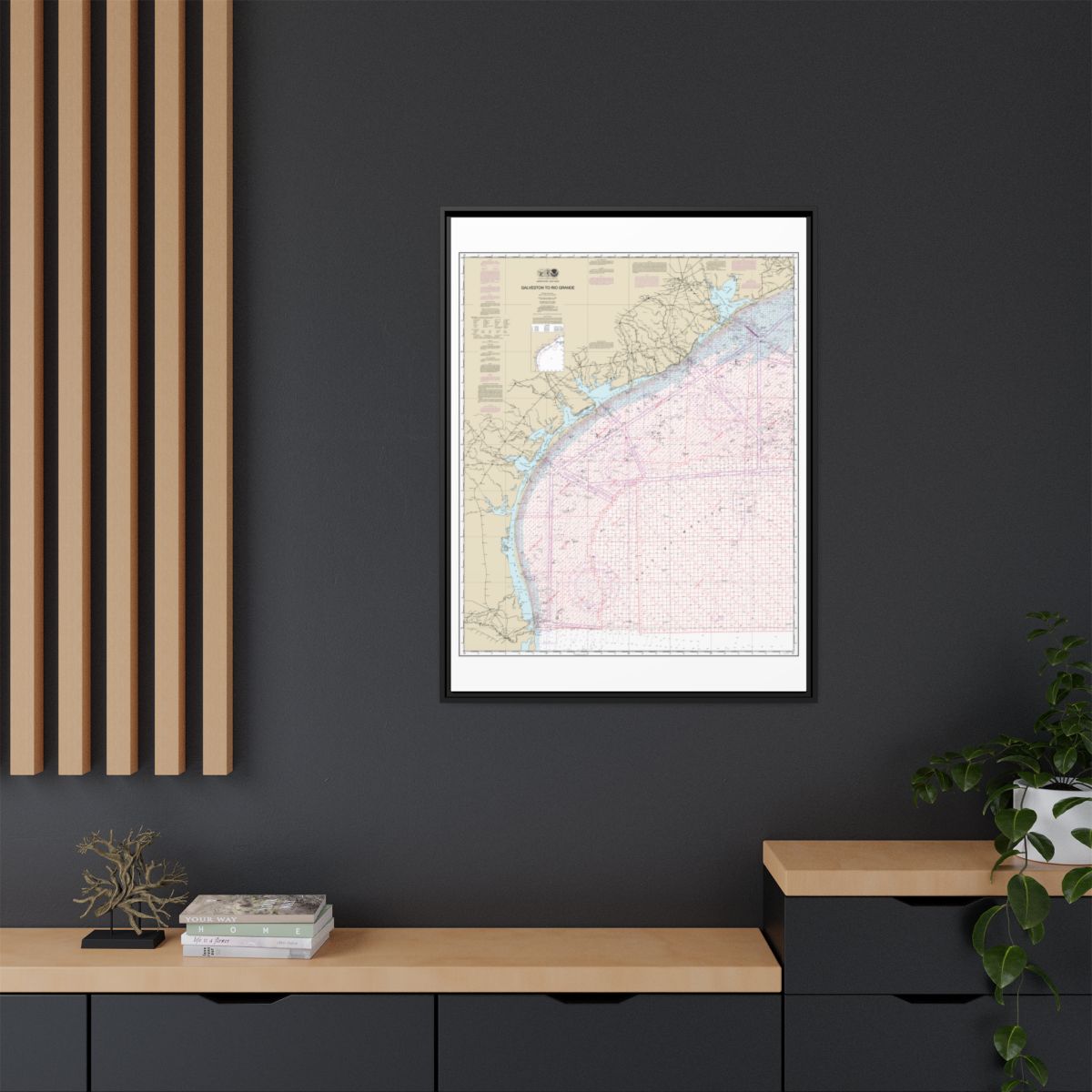 Chart 1117A Galveston to Rio Grande (Oil and Gas Leasing Areas) - NOAA Nautical Chart Floating Frame Canvas | 24" x 32" | 30" x 40" - Black context-2