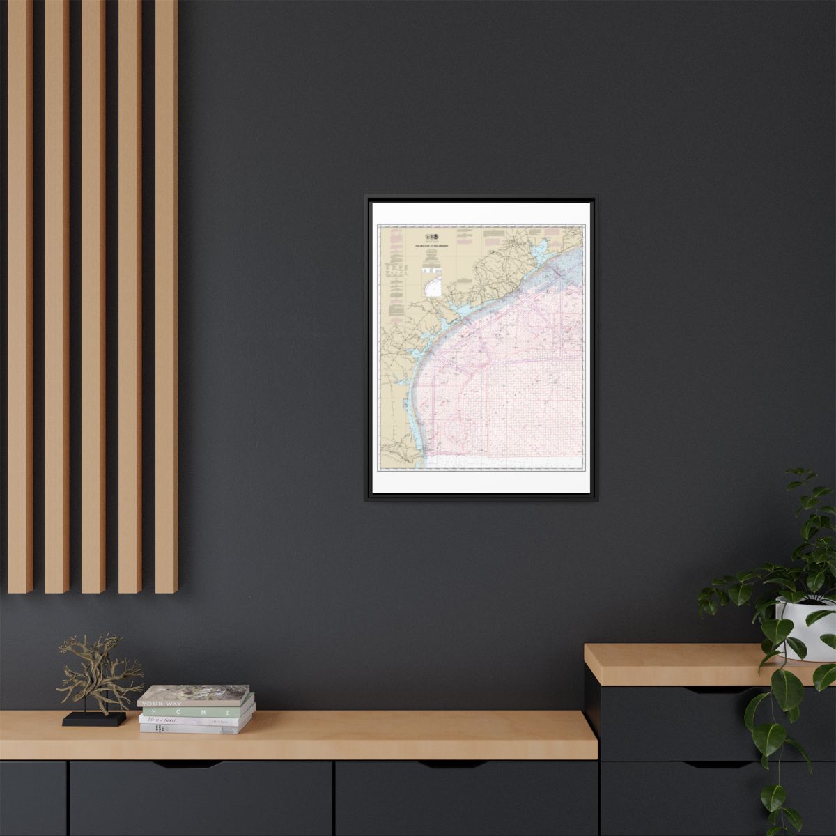 Chart 1117A Galveston to Rio Grande (Oil and Gas Leasing Areas) - NOAA Nautical Chart Floating Frame Canvas | 24" x 32" | 30" x 40" - Black context-2
