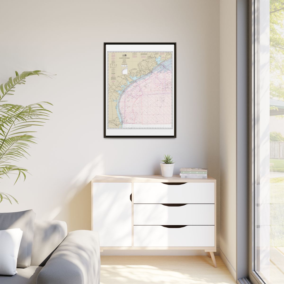 Chart 1117A Galveston to Rio Grande (Oil and Gas Leasing Areas) - NOAA Nautical Chart Floating Frame Canvas | 24" x 32" | 30" x 40" - Espresso context-1