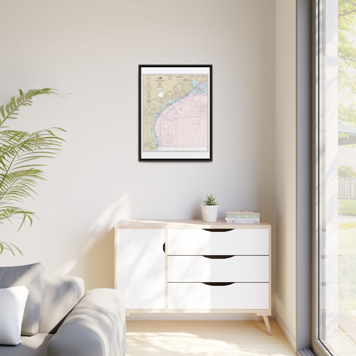 Chart 1117A Galveston to Rio Grande (Oil and Gas Leasing Areas) - NOAA Nautical Chart Floating Frame Canvas | 24" x 32" | 30" x 40" - Espresso context-1