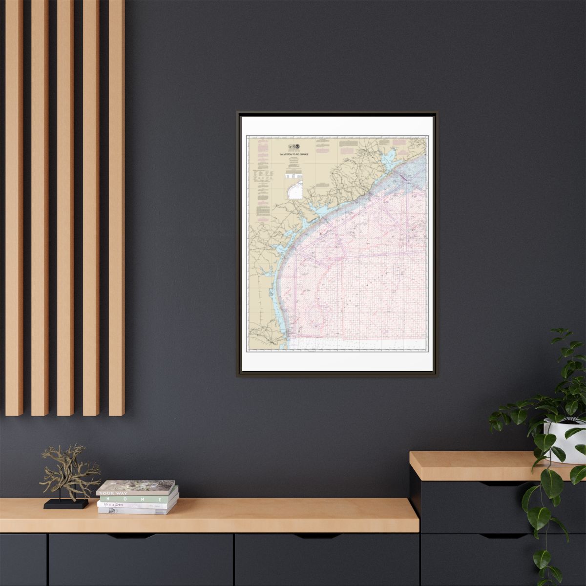 Chart 1117A Galveston to Rio Grande (Oil and Gas Leasing Areas) - NOAA Nautical Chart Floating Frame Canvas | 24" x 32" | 30" x 40" - Espresso context-2