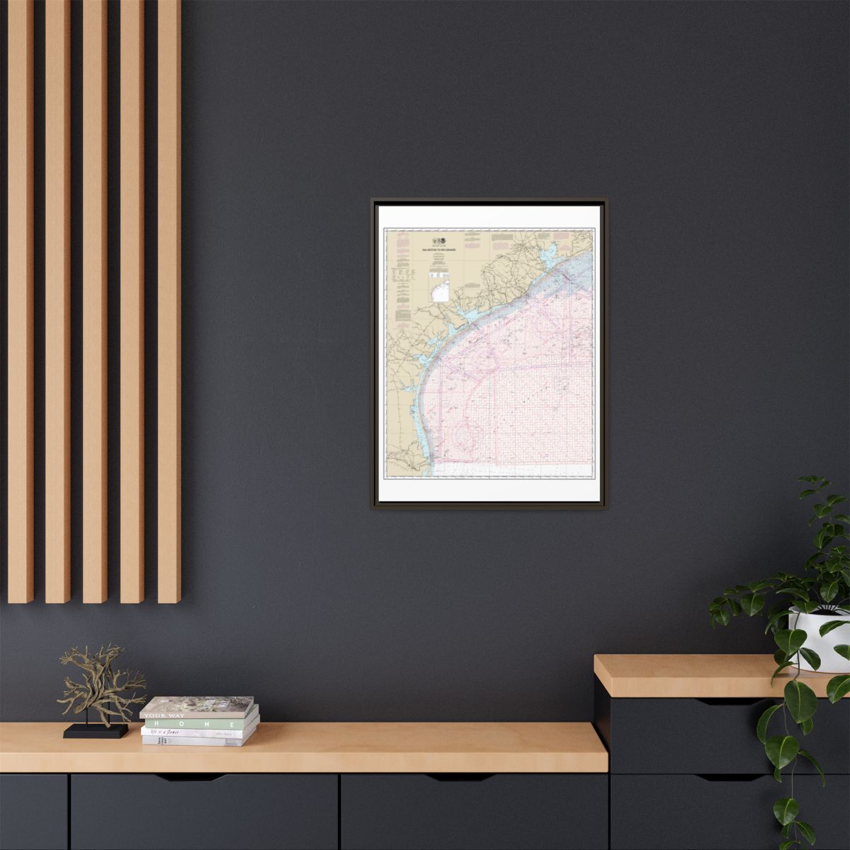 Chart 1117A Galveston to Rio Grande (Oil and Gas Leasing Areas) - NOAA Nautical Chart Floating Frame Canvas | 24" x 32" | 30" x 40" - Espresso context-2