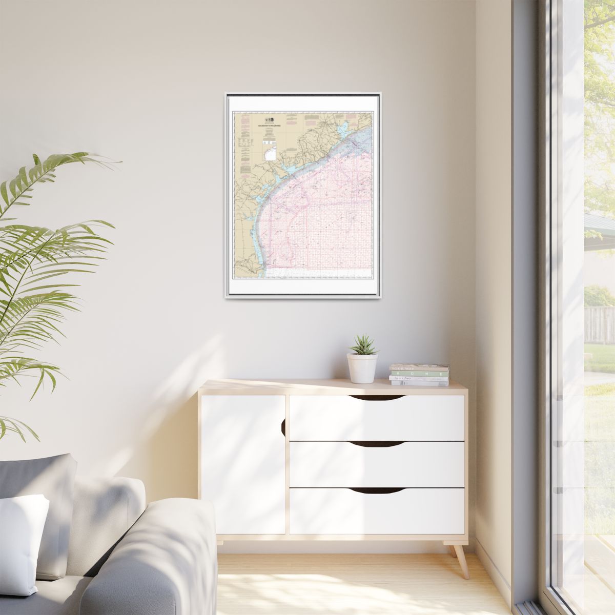 Chart 1117A Galveston to Rio Grande (Oil and Gas Leasing Areas) - NOAA Nautical Chart Floating Frame Canvas | 24" x 32" | 30" x 40" - White context-1