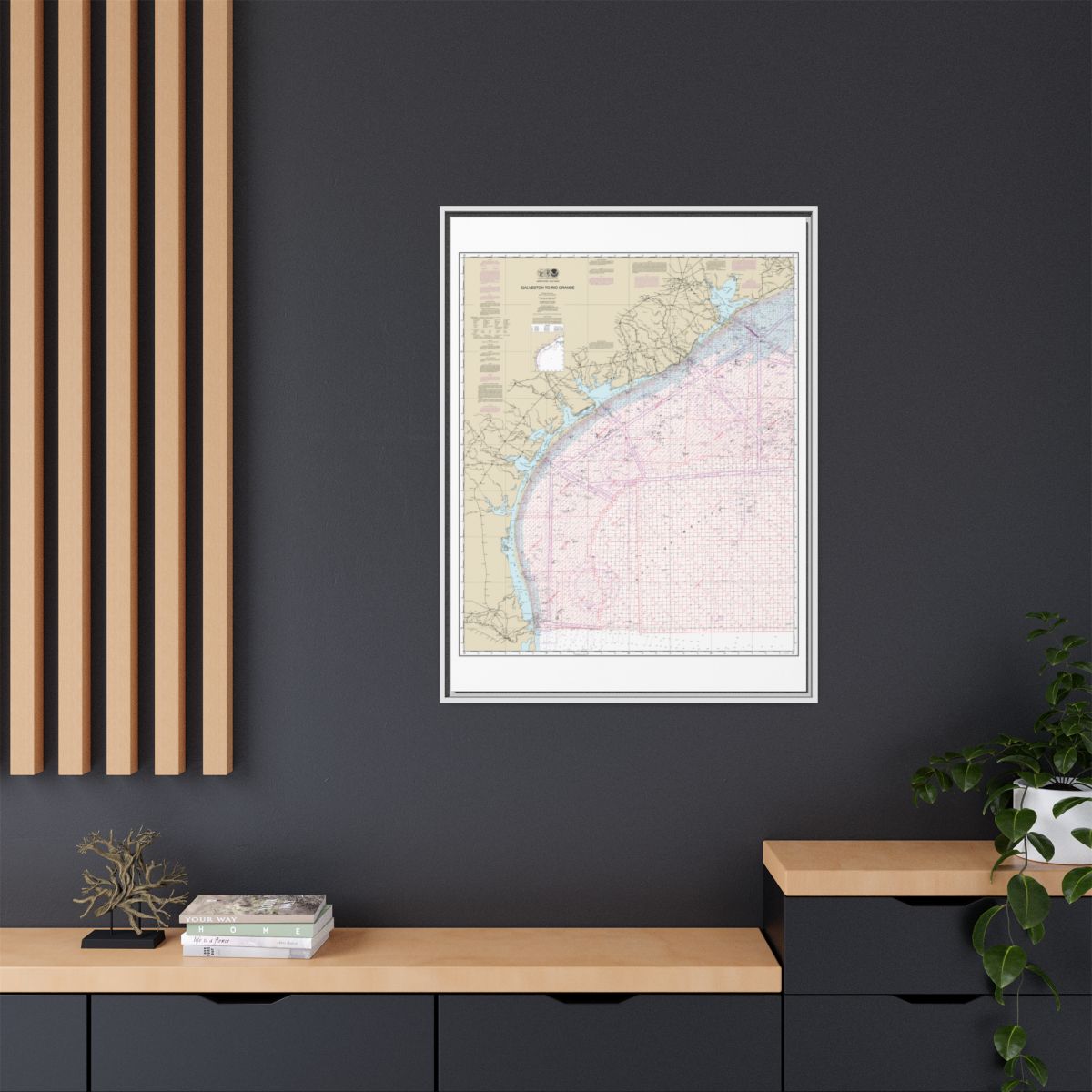 Chart 1117A Galveston to Rio Grande (Oil and Gas Leasing Areas) - NOAA Nautical Chart Floating Frame Canvas | 24" x 32" | 30" x 40" - White context-2