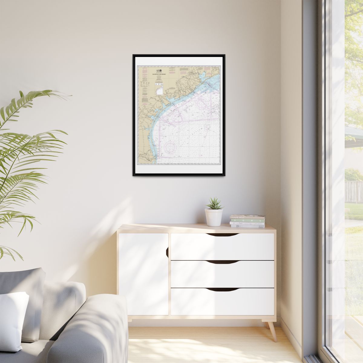 Chart 11300 Galveston to Rio Grande - NOAA Nautical Chart Floating Frame Canvas | 24" x 32" | 30" x 40" - Black context-1