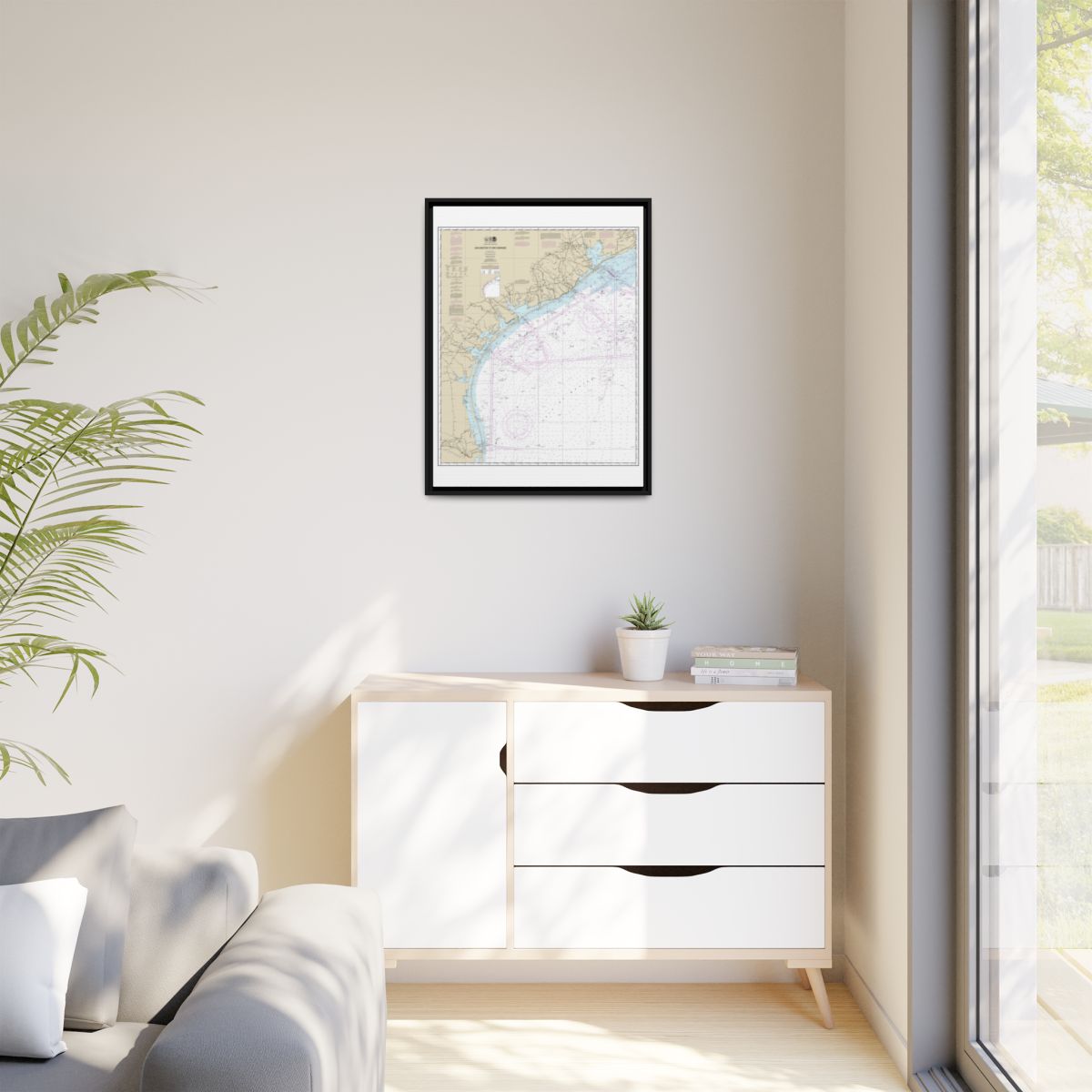 Chart 11300 Galveston to Rio Grande - NOAA Nautical Chart Floating Frame Canvas | 24" x 32" | 30" x 40" - Black context-1