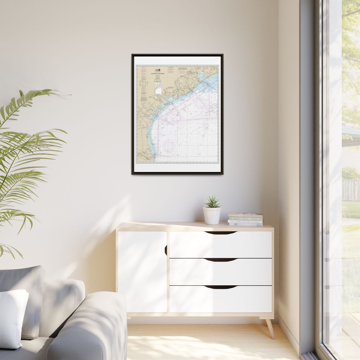 Chart 11300 Galveston to Rio Grande - NOAA Nautical Chart Floating Frame Canvas | 24" x 32" | 30" x 40" - Espresso context-1