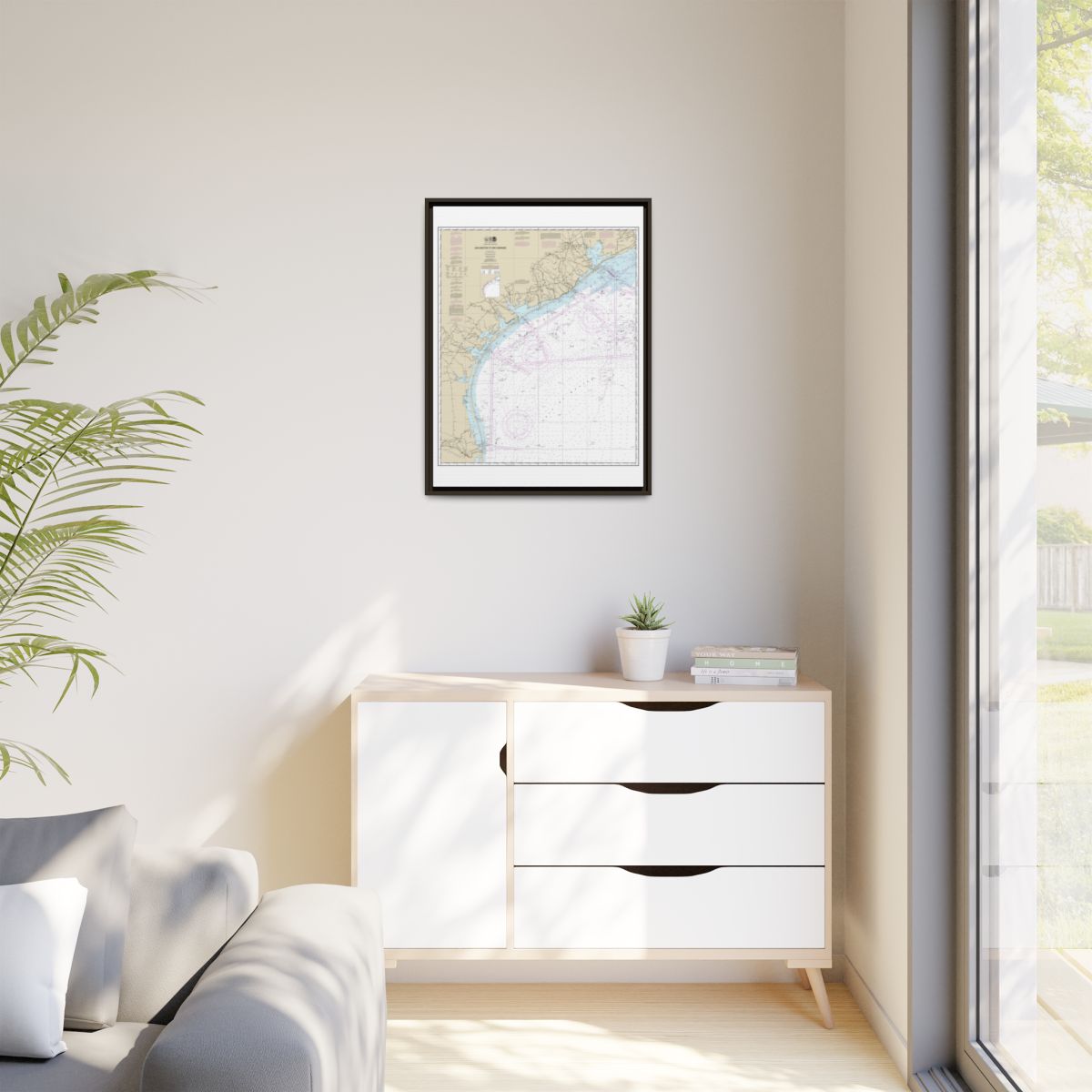 Chart 11300 Galveston to Rio Grande - NOAA Nautical Chart Floating Frame Canvas | 24" x 32" | 30" x 40" - Espresso context-1