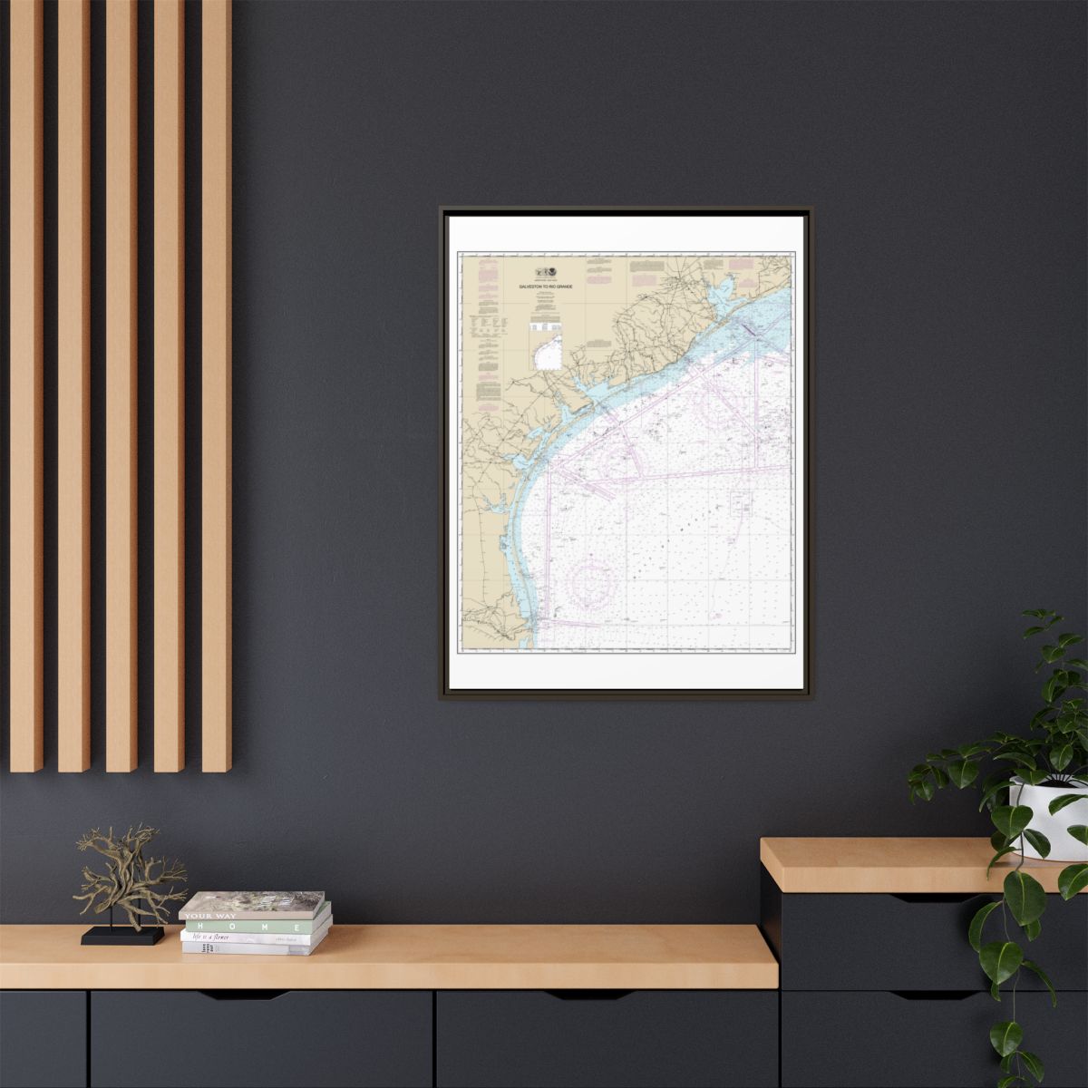 Chart 11300 Galveston to Rio Grande - NOAA Nautical Chart Floating Frame Canvas | 24" x 32" | 30" x 40" - Espresso context-2