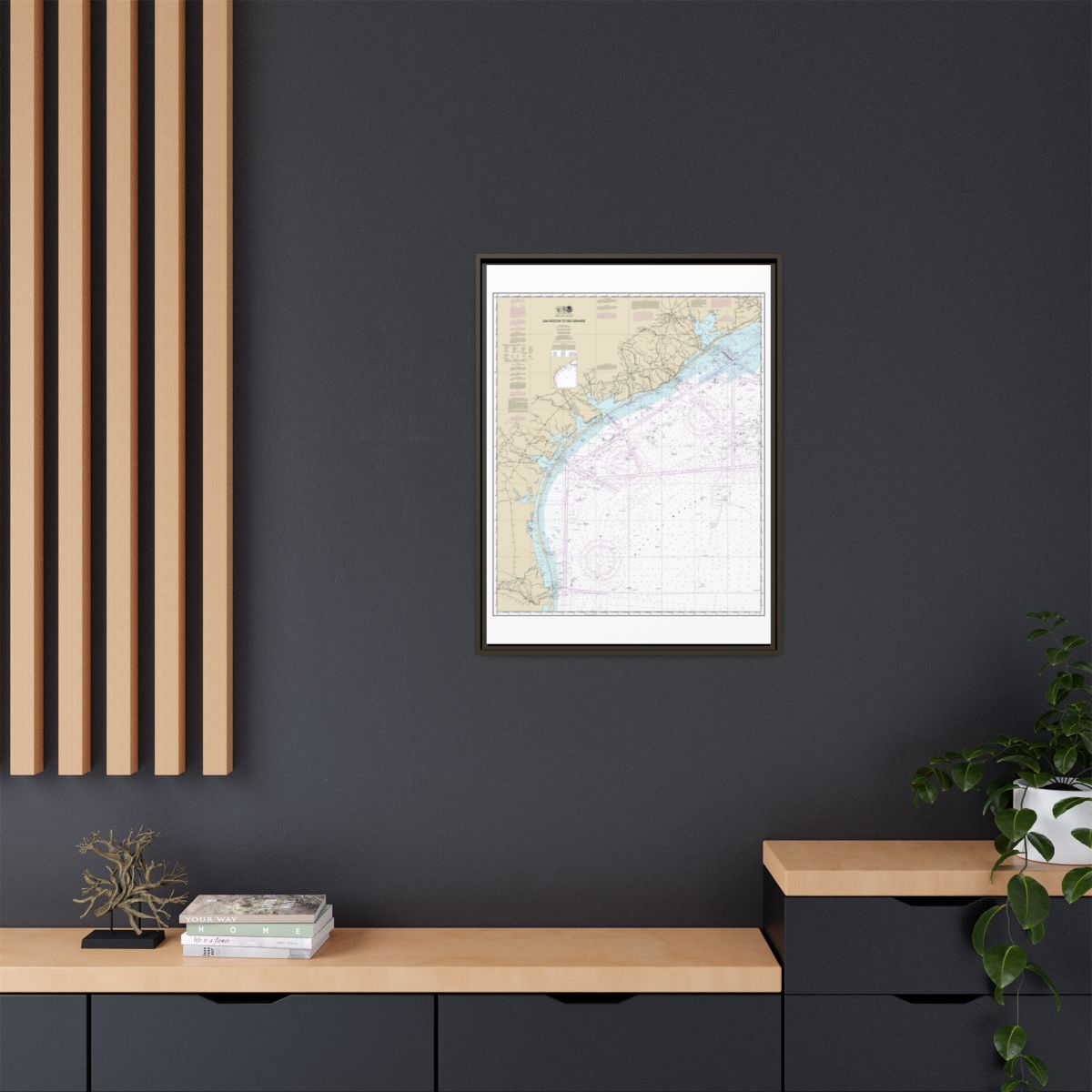 Chart 11300 Galveston to Rio Grande - NOAA Nautical Chart Floating Frame Canvas | 24" x 32" | 30" x 40" - Espresso context-2
