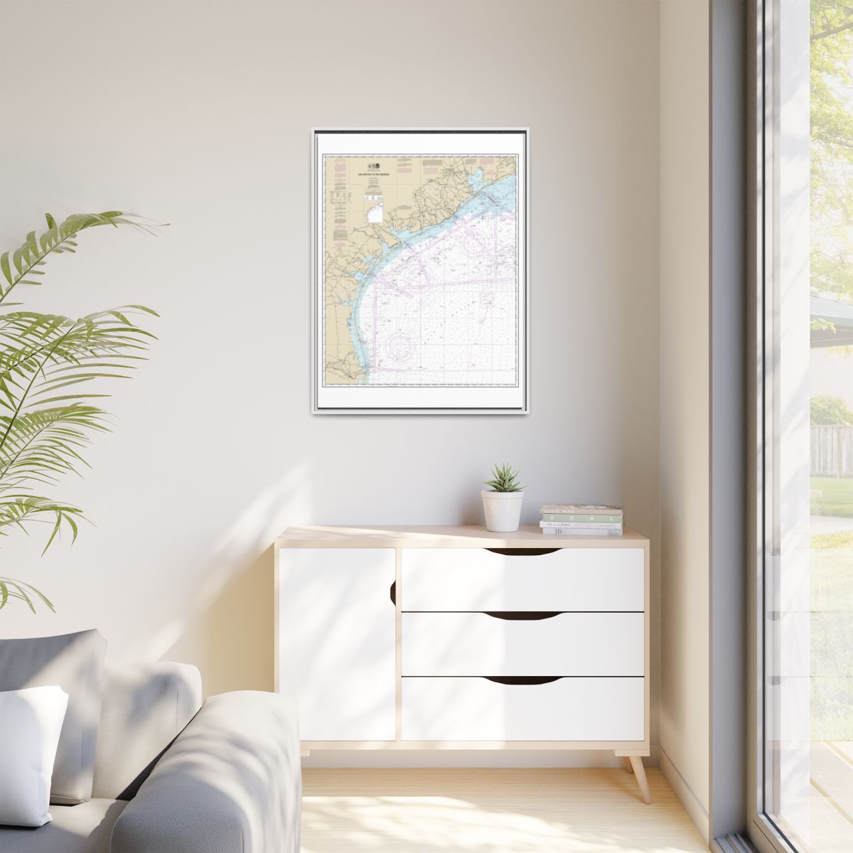 Chart 11300 Galveston to Rio Grande - NOAA Nautical Chart Floating Frame Canvas | 24" x 32" | 30" x 40" - White context-1