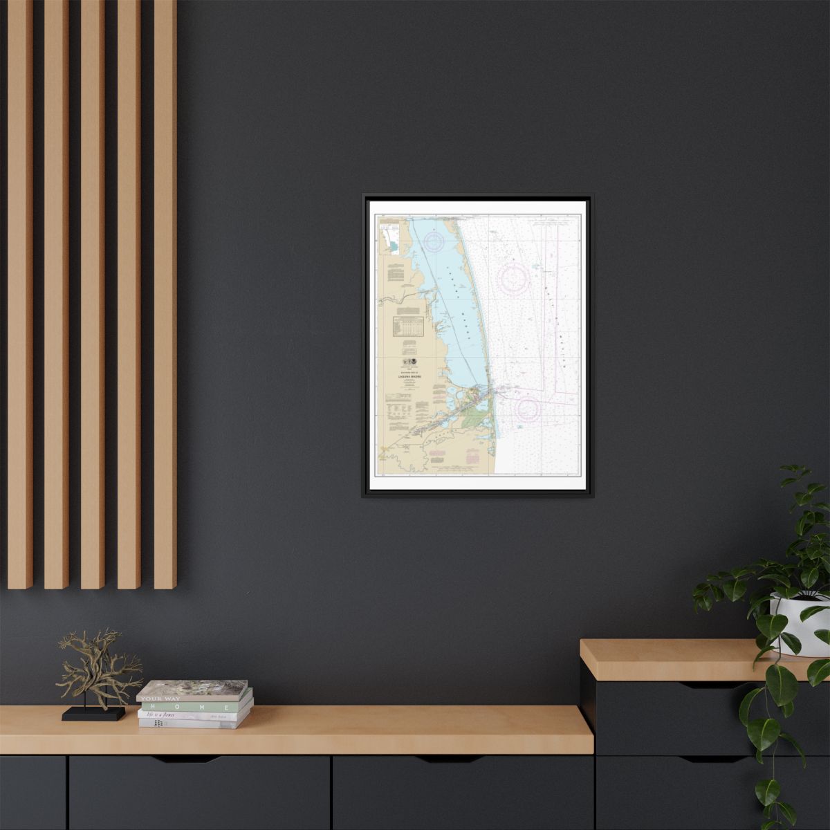 Chart 11301 Southern part of Laguna Madre - NOAA Nautical Chart Floating Frame Canvas | 24" x 32" | 30" x 40" - Black context-2
