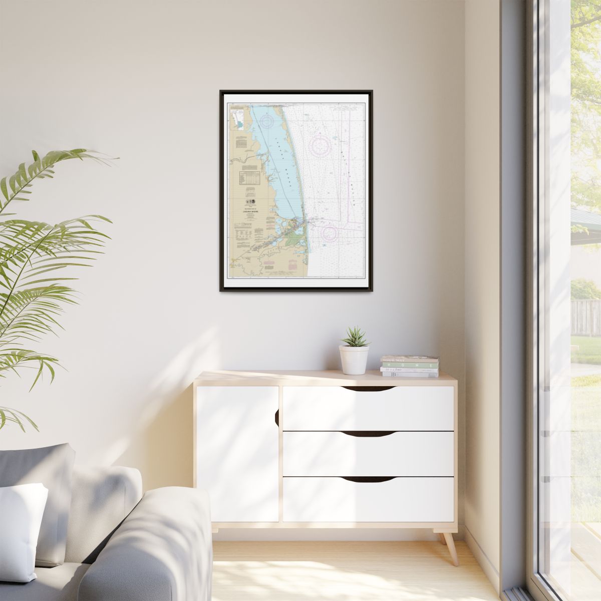 Chart 11301 Southern part of Laguna Madre - NOAA Nautical Chart Floating Frame Canvas | 24" x 32" | 30" x 40" - Espresso context-1