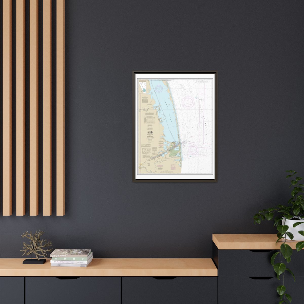 Chart 11301 Southern part of Laguna Madre - NOAA Nautical Chart Floating Frame Canvas | 24" x 32" | 30" x 40" - Espresso context-2