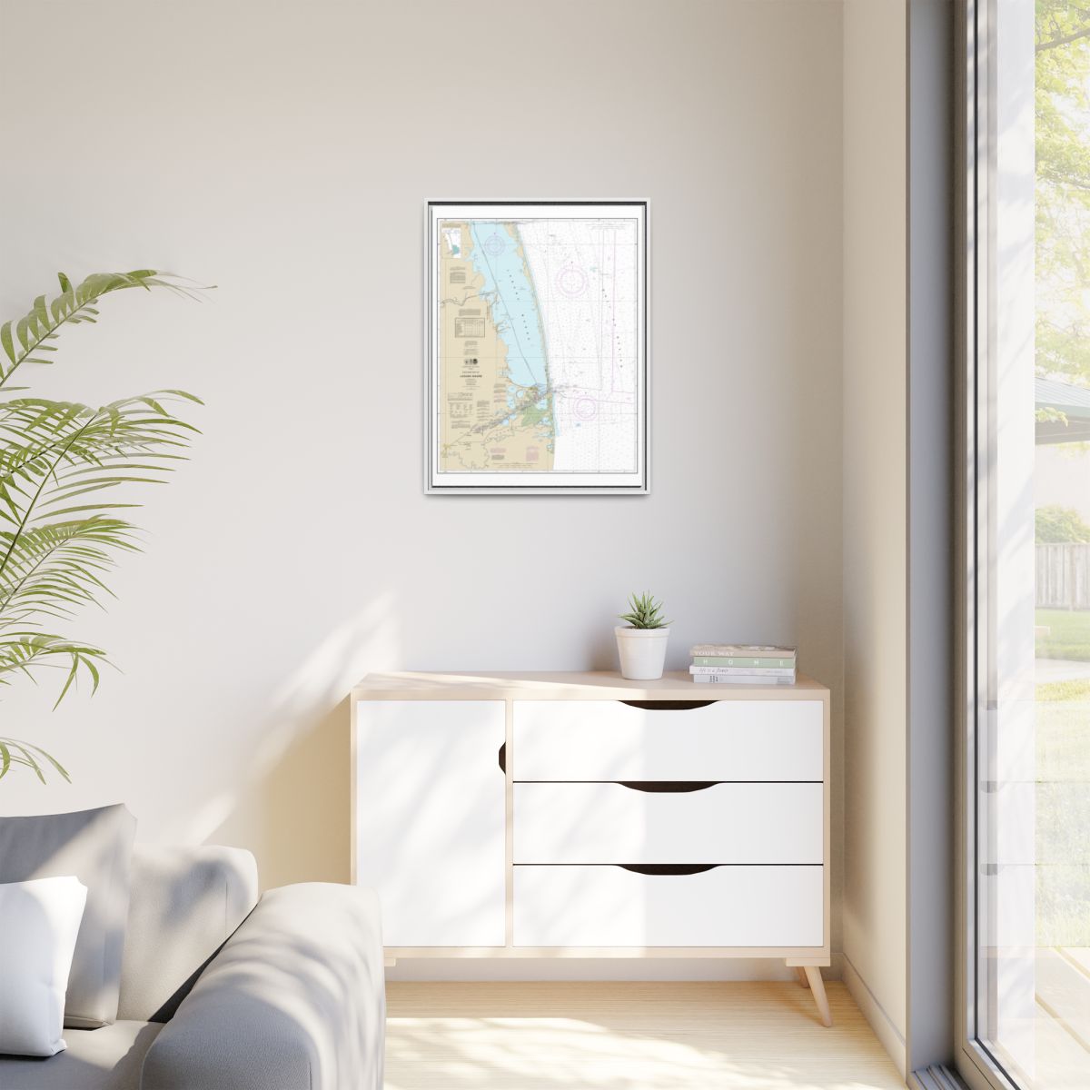 Chart 11301 Southern part of Laguna Madre - NOAA Nautical Chart Floating Frame Canvas | 24" x 32" | 30" x 40" - White context-1
