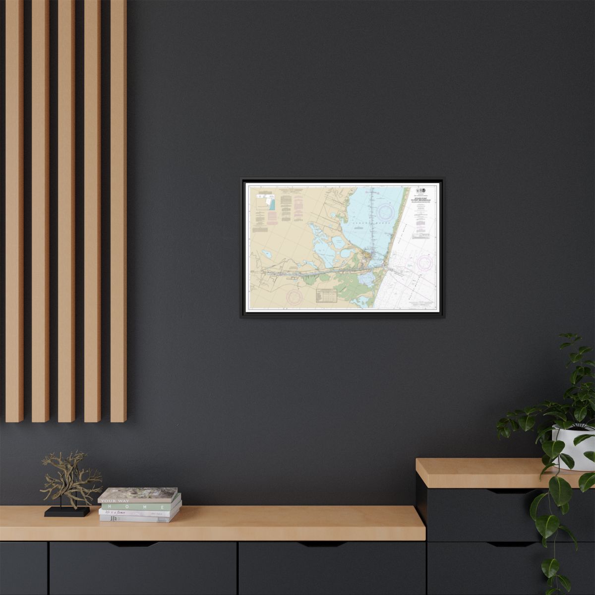 Chart 11302 Intracoastal Waterway Stover Point to Port Brownsville, including Brazos Santiago Pass - NOAA Nautical Chart Floating Frame Canvas | 30" x 20" | 36" x 24" | 48" x 32" - Black context-2