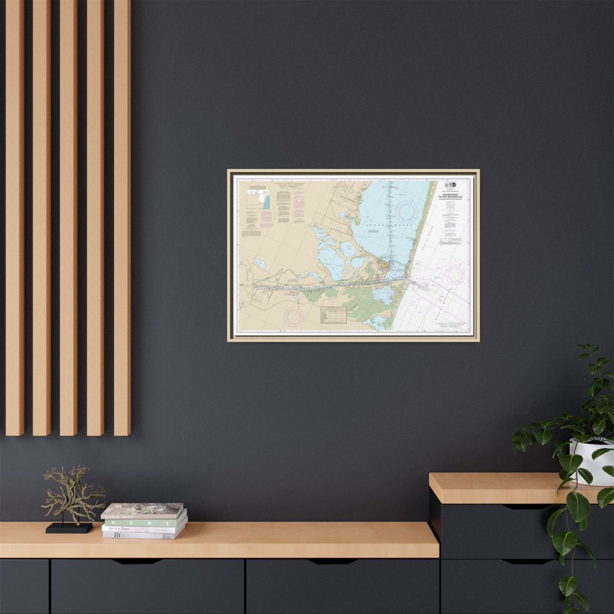 Chart 11302 Intracoastal Waterway Stover Point to Port Brownsville, including Brazos Santiago Pass - NOAA Nautical Chart Floating Frame Canvas | 30" x 20" | 36" x 24" | 48" x 32" - Natural context-2