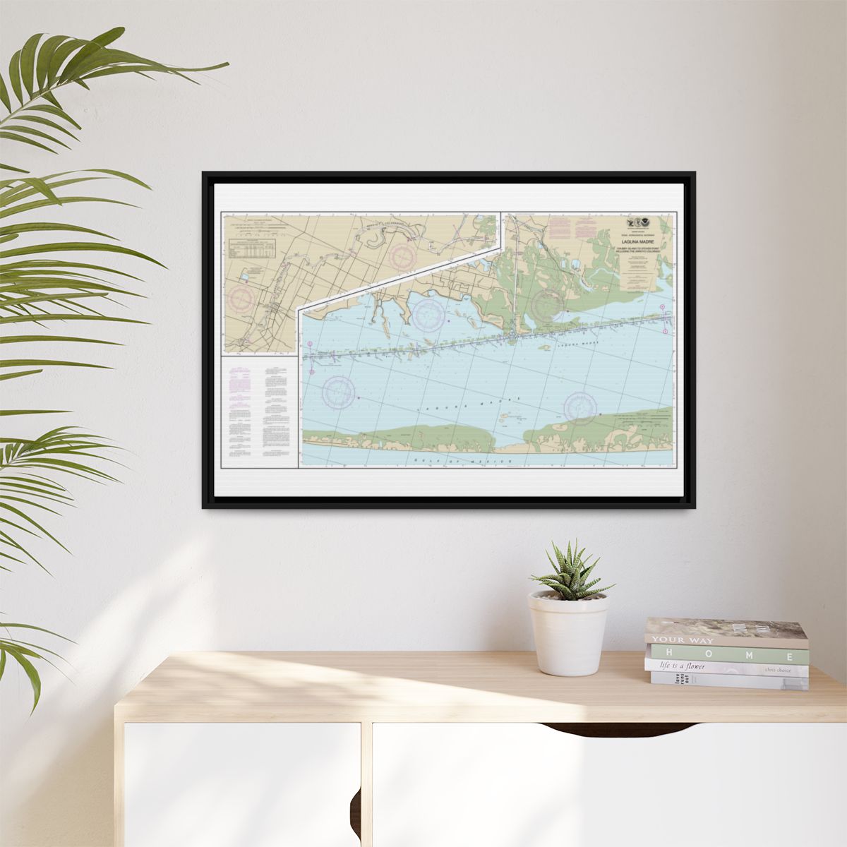 Chart 11303 Intracoastal Waterway Laguna Madre - Chubby Island to Stover Point, including The Arroyo Colorado - NOAA Nautical Chart Floating Frame Canvas | 30" x 20" | 36" x 24" | 48" x 32" - Black context-1