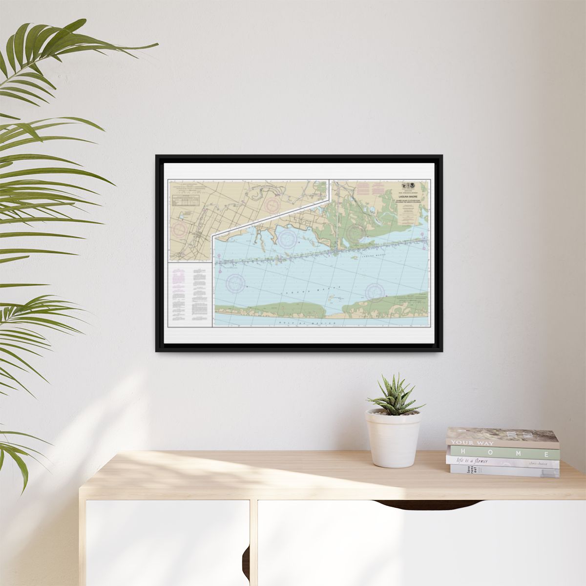 Chart 11303 Intracoastal Waterway Laguna Madre - Chubby Island to Stover Point, including The Arroyo Colorado - NOAA Nautical Chart Floating Frame Canvas | 30" x 20" | 36" x 24" | 48" x 32" - Black context-1
