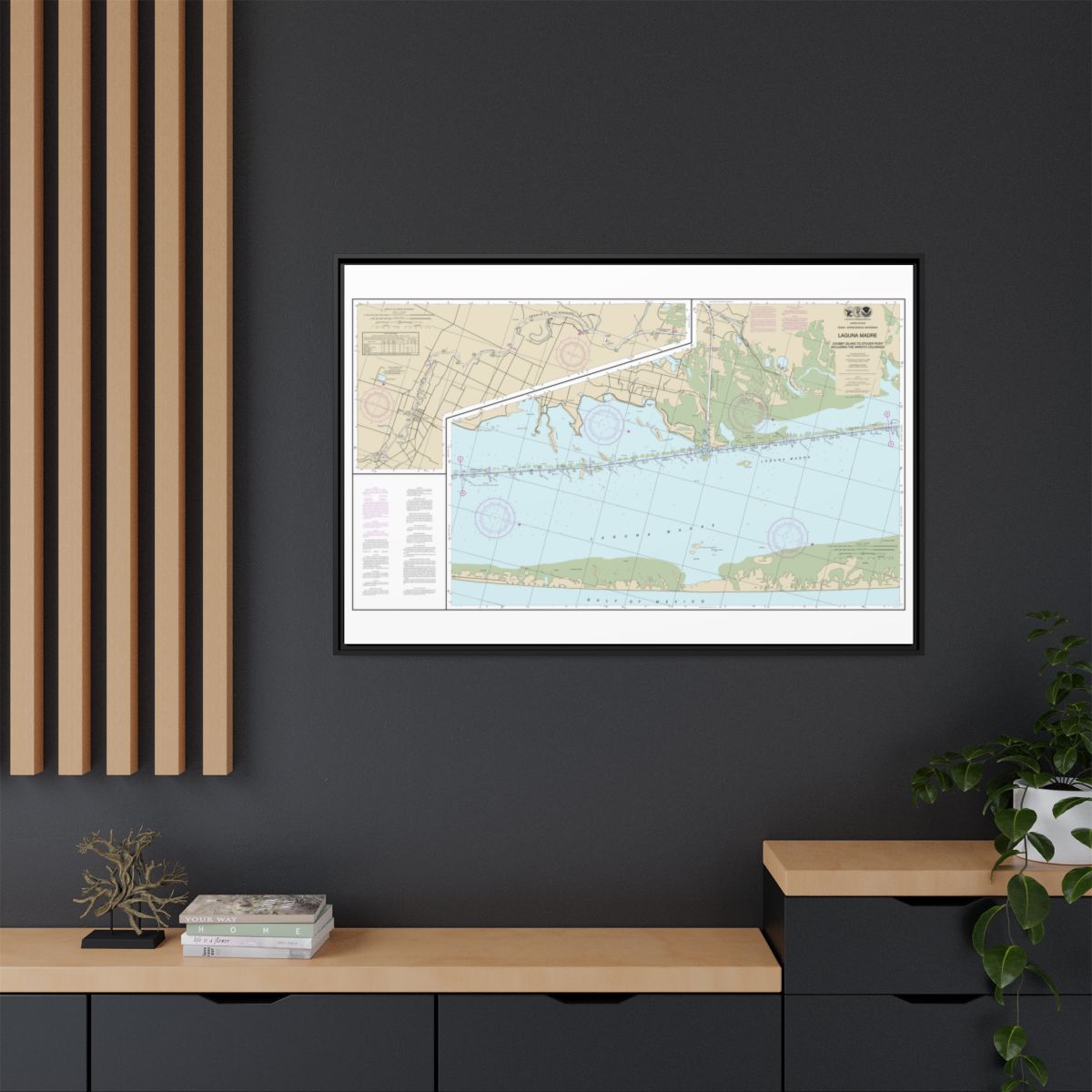 Chart 11303 Intracoastal Waterway Laguna Madre - Chubby Island to Stover Point, including The Arroyo Colorado - NOAA Nautical Chart Floating Frame Canvas | 30" x 20" | 36" x 24" | 48" x 32" - Black context-2