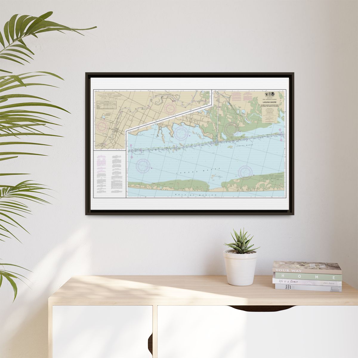 Chart 11303 Intracoastal Waterway Laguna Madre - Chubby Island to Stover Point, including The Arroyo Colorado - NOAA Nautical Chart Floating Frame Canvas | 30" x 20" | 36" x 24" | 48" x 32" - Espresso context-1