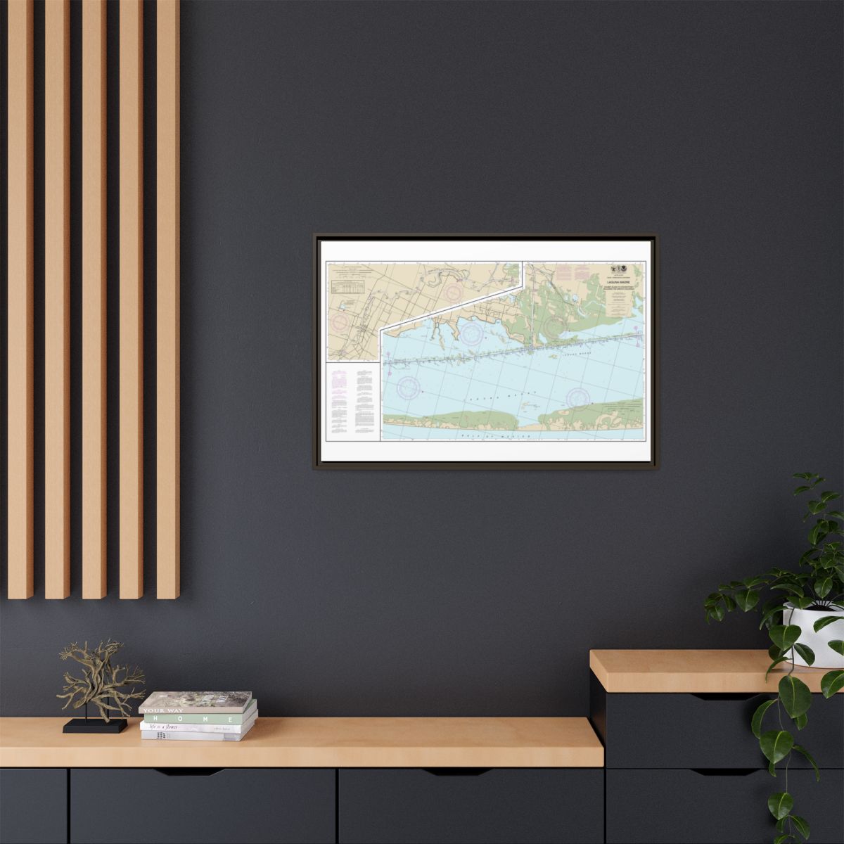 Chart 11303 Intracoastal Waterway Laguna Madre - Chubby Island to Stover Point, including The Arroyo Colorado - NOAA Nautical Chart Floating Frame Canvas | 30" x 20" | 36" x 24" | 48" x 32" - Espresso context-2