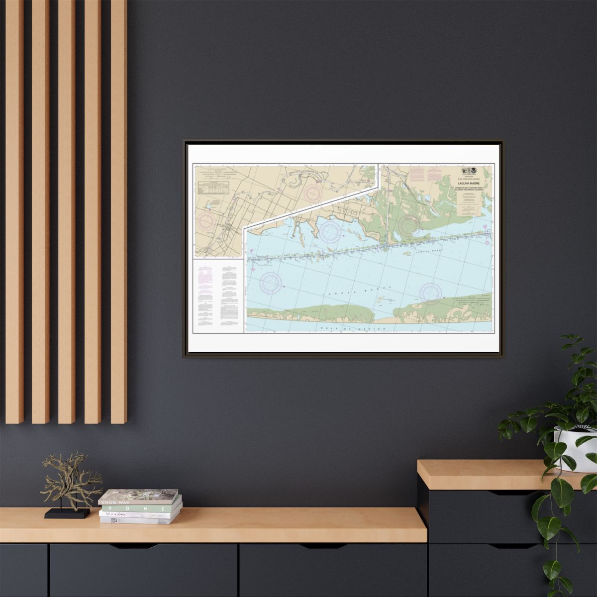 Chart 11303 Intracoastal Waterway Laguna Madre - Chubby Island to Stover Point, including The Arroyo Colorado - NOAA Nautical Chart Floating Frame Canvas | 30" x 20" | 36" x 24" | 48" x 32" - Espresso context-2