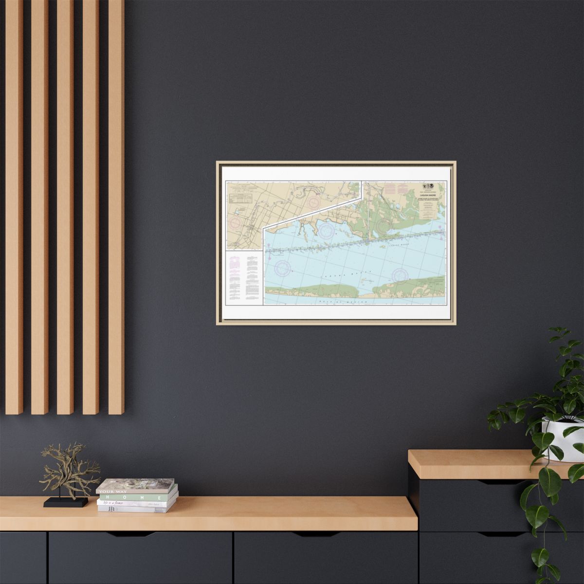 Chart 11303 Intracoastal Waterway Laguna Madre - Chubby Island to Stover Point, including The Arroyo Colorado - NOAA Nautical Chart Floating Frame Canvas | 30" x 20" | 36" x 24" | 48" x 32" - Natural context-2