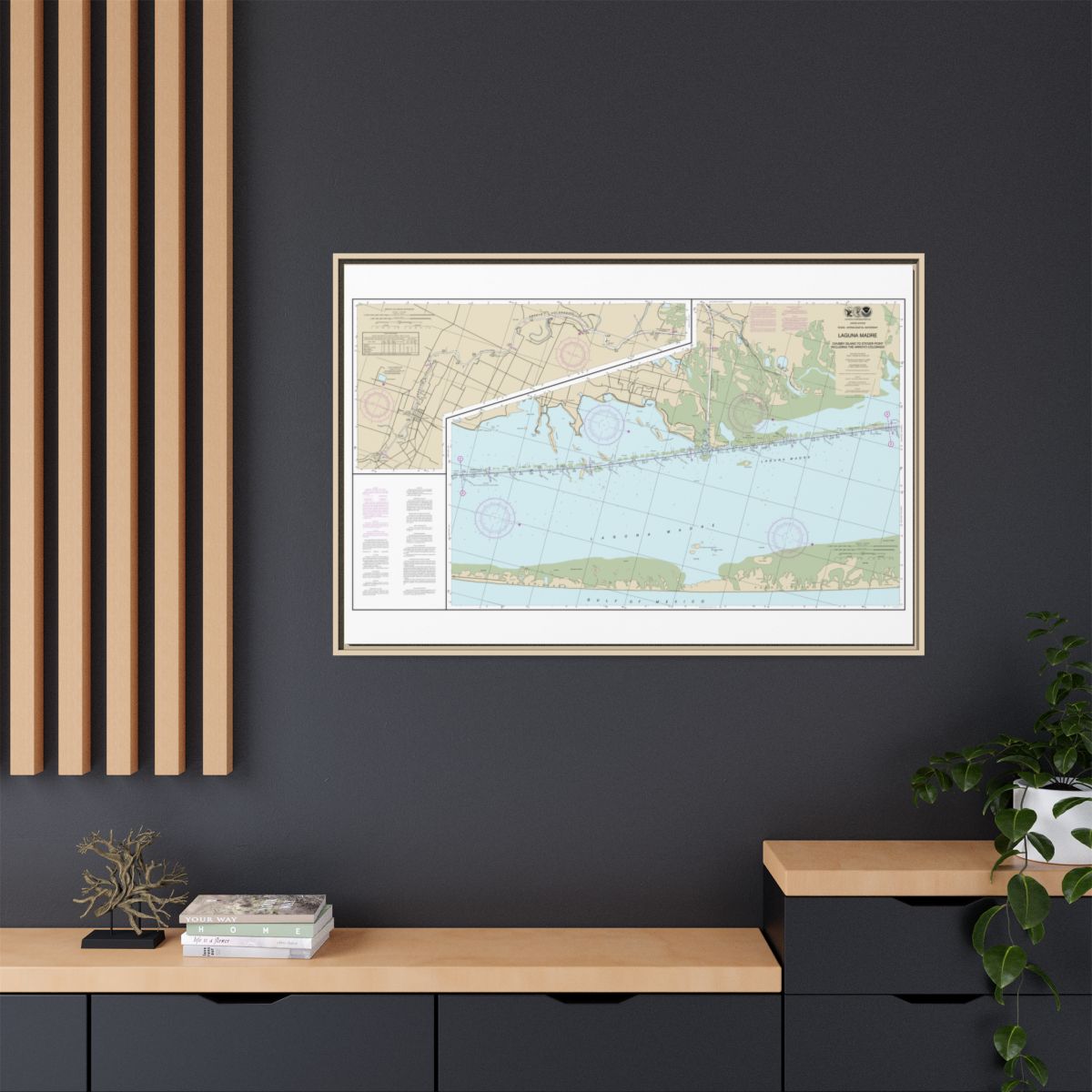 Chart 11303 Intracoastal Waterway Laguna Madre - Chubby Island to Stover Point, including The Arroyo Colorado - NOAA Nautical Chart Floating Frame Canvas | 30" x 20" | 36" x 24" | 48" x 32" - Natural context-2