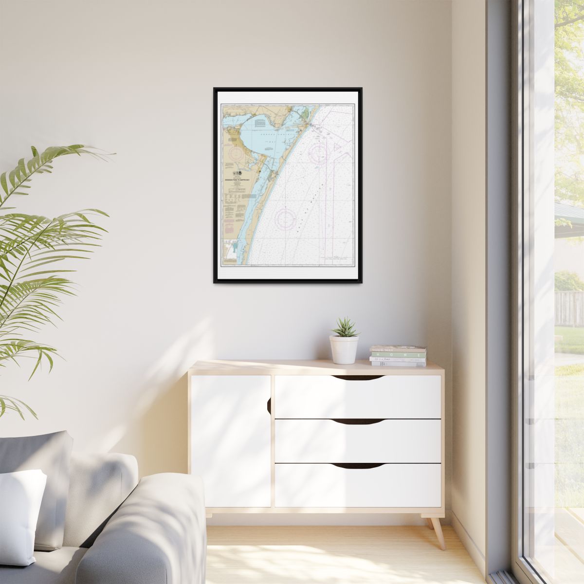Chart 11307 Aransas Pass to Baffin Bay - NOAA Nautical Chart Floating Frame Canvas | 24" x 32" | 30" x 40" - Black context-1
