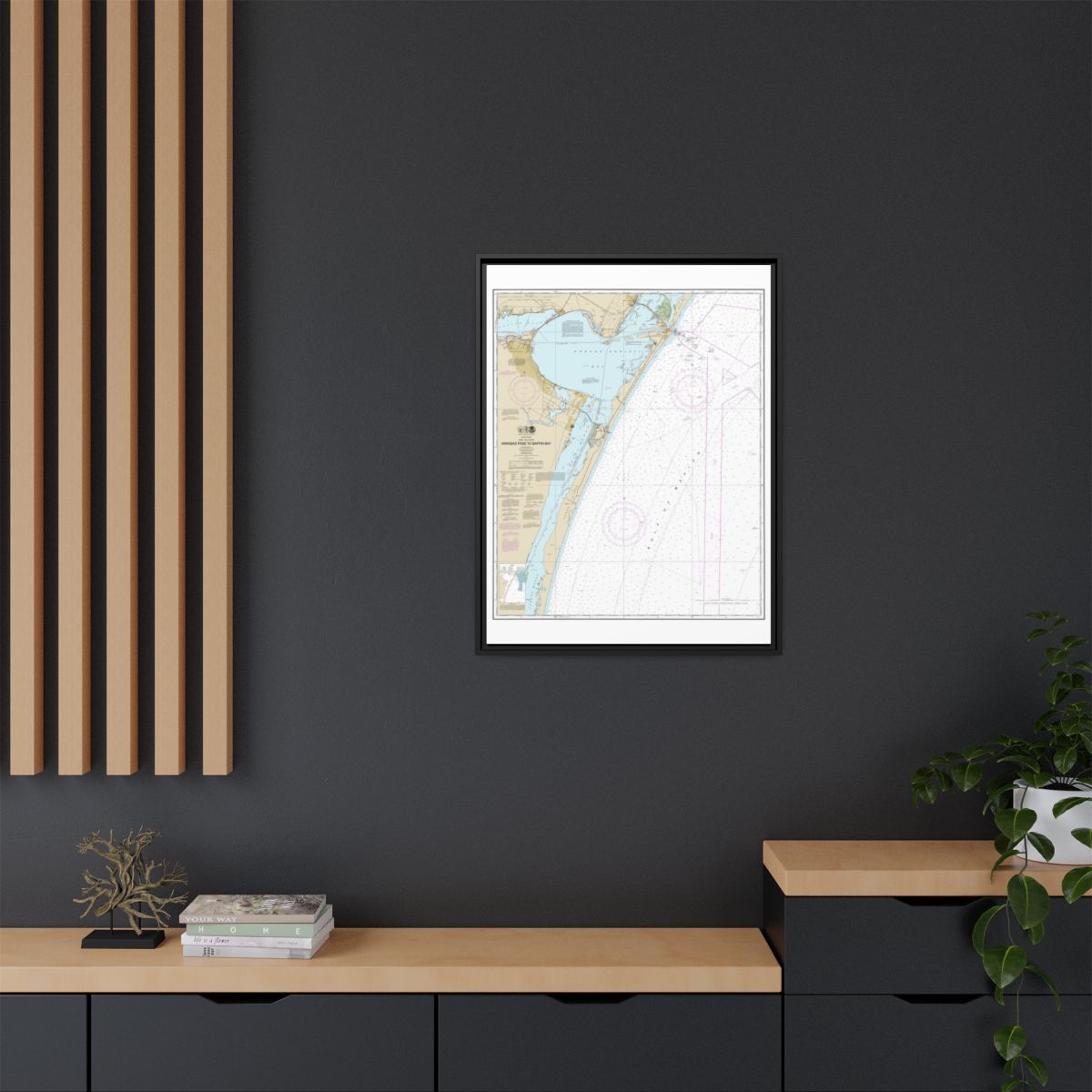 Chart 11307 Aransas Pass to Baffin Bay - NOAA Nautical Chart Floating Frame Canvas | 24" x 32" | 30" x 40" - Black context-2