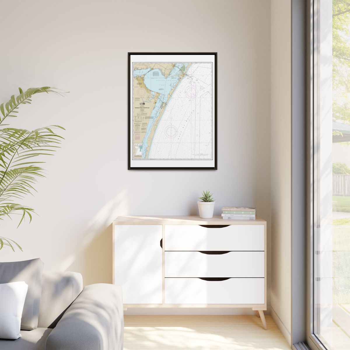 Chart 11307 Aransas Pass to Baffin Bay - NOAA Nautical Chart Floating Frame Canvas | 24" x 32" | 30" x 40" - Espresso context-1