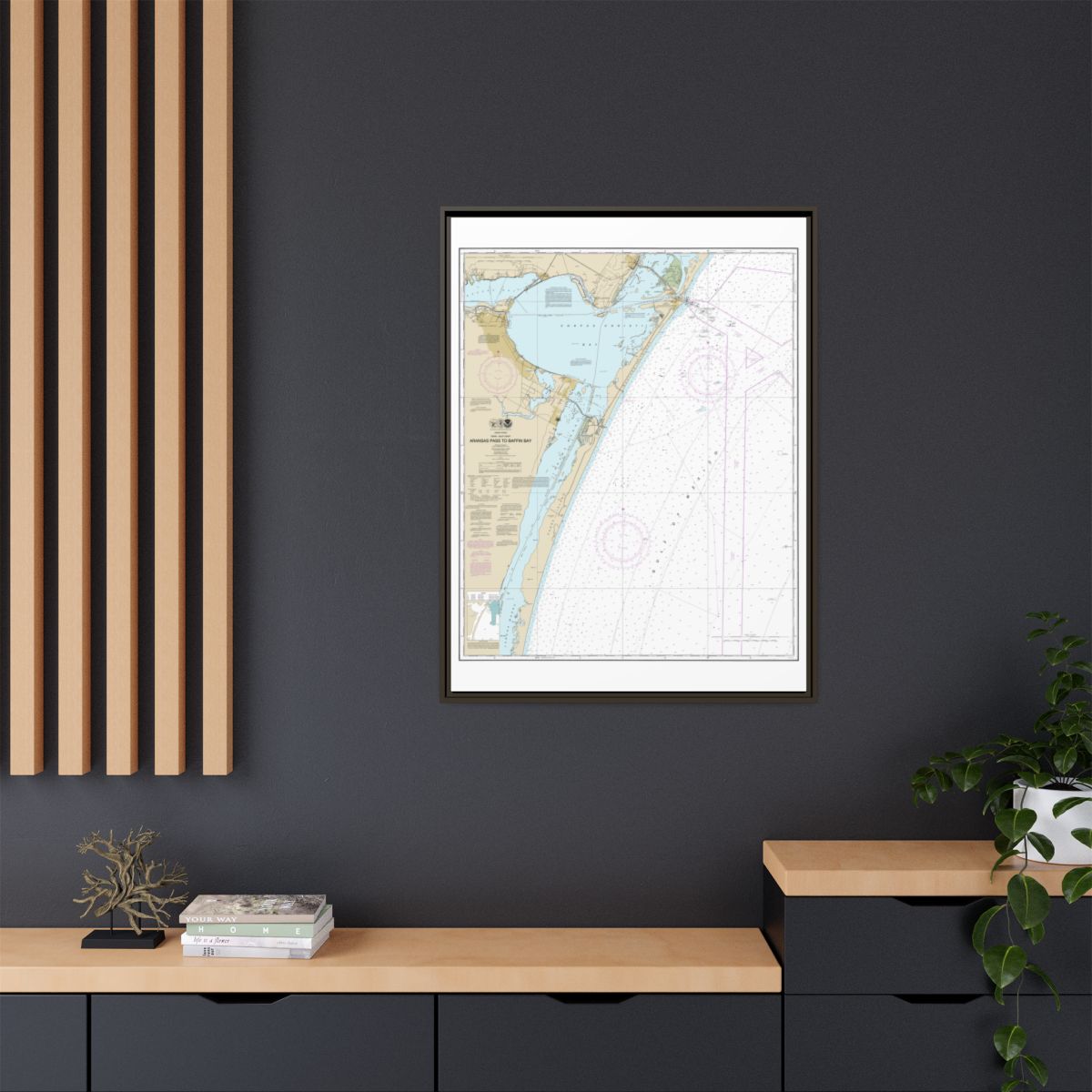 Chart 11307 Aransas Pass to Baffin Bay - NOAA Nautical Chart Floating Frame Canvas | 24" x 32" | 30" x 40" - Espresso context-2