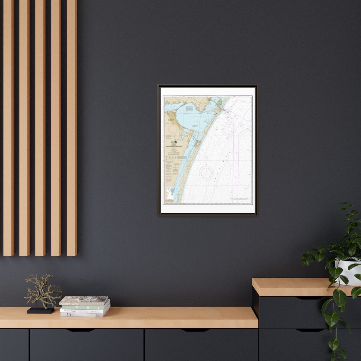 Chart 11307 Aransas Pass to Baffin Bay - NOAA Nautical Chart Floating Frame Canvas | 24" x 32" | 30" x 40" - Espresso context-2