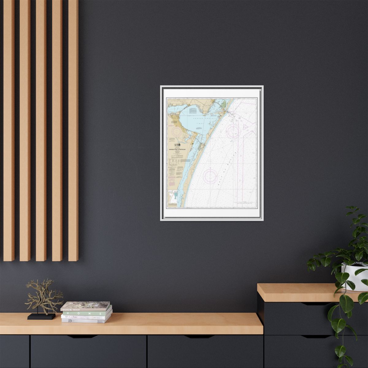 Chart 11307 Aransas Pass to Baffin Bay - NOAA Nautical Chart Floating Frame Canvas | 24" x 32" | 30" x 40" - White context-2