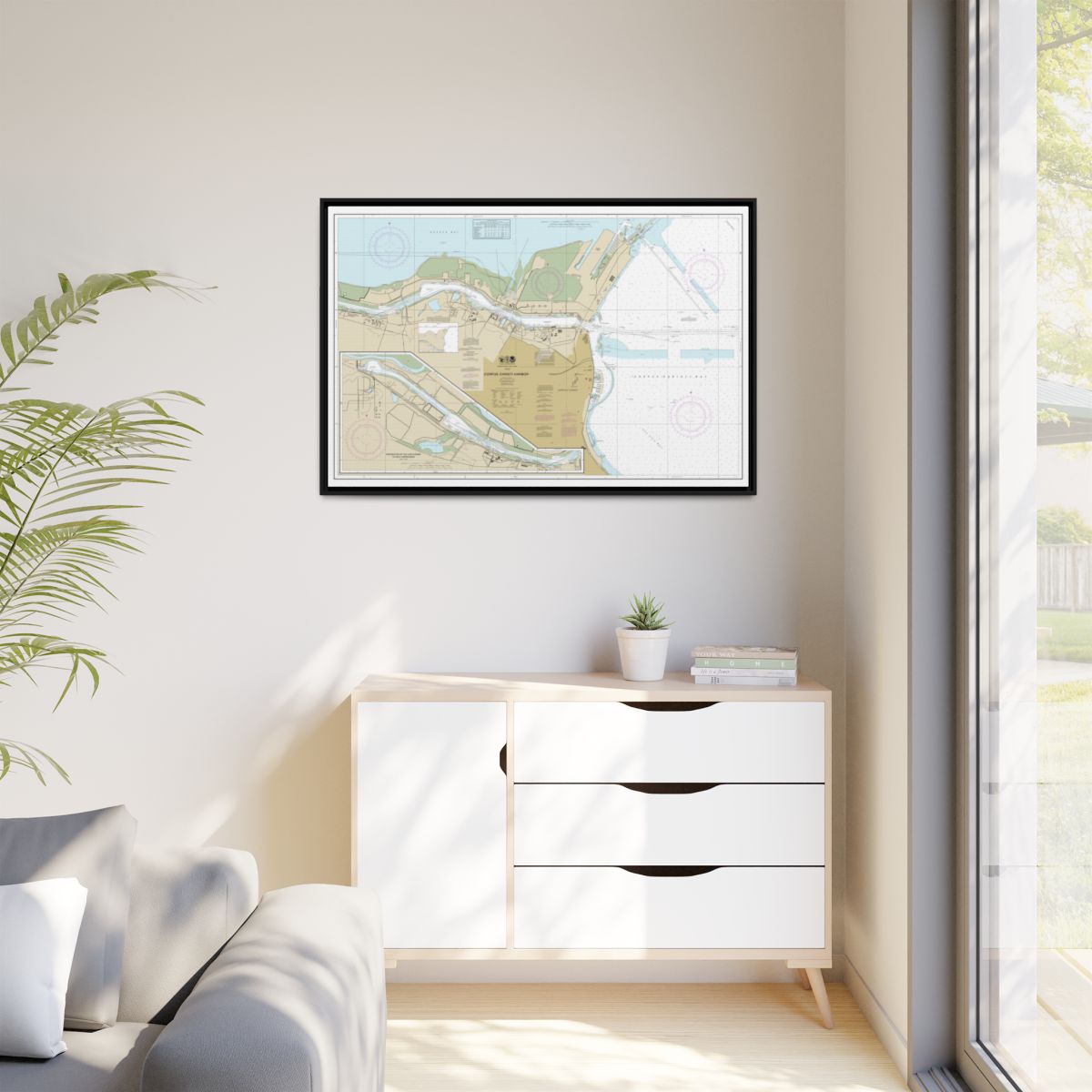 Chart 11311 Corpus Christi Harbor - NOAA Nautical Chart Floating Frame Canvas | 30" x 20" | 36" x 24" | 48" x 32" - Black context-1
