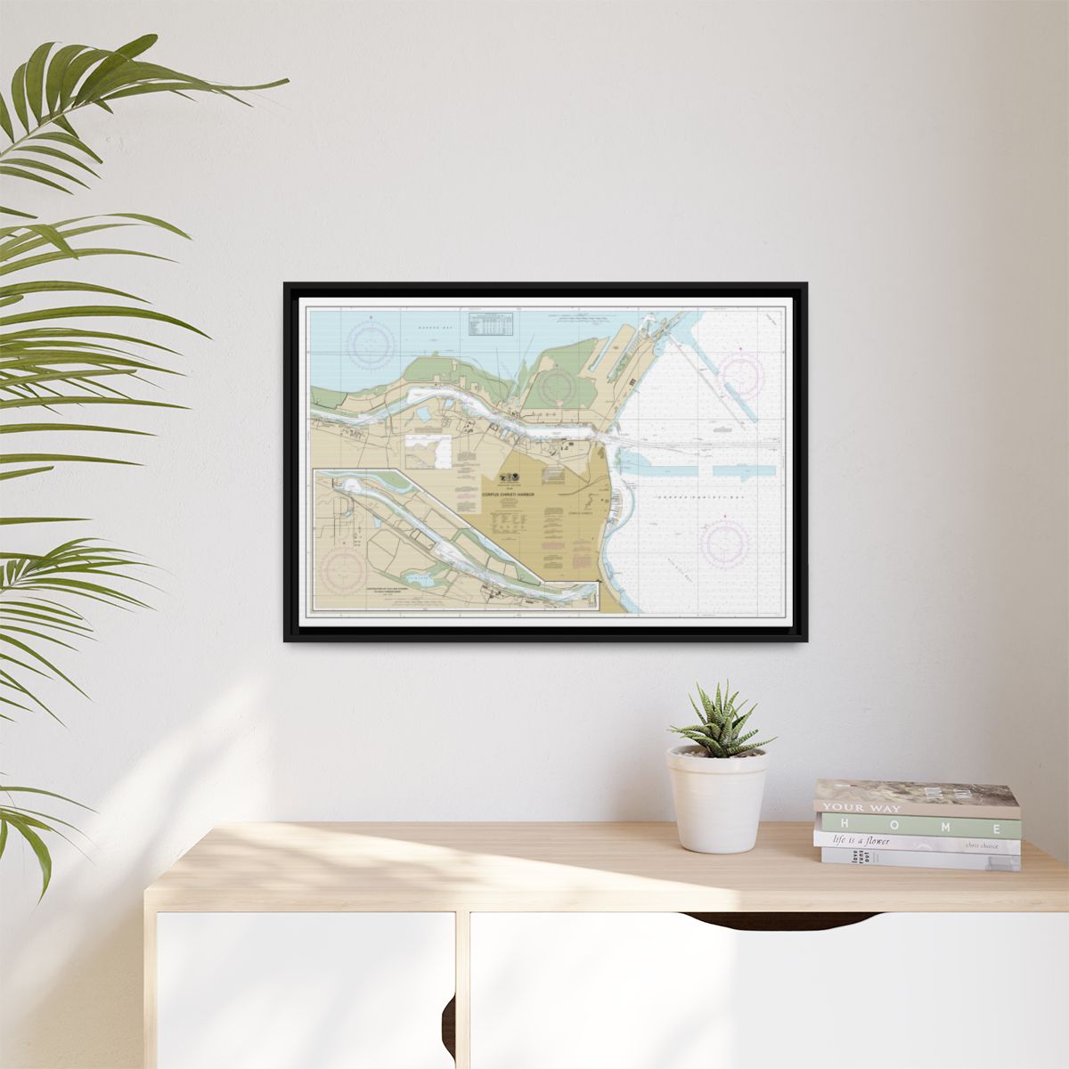 Chart 11311 Corpus Christi Harbor - NOAA Nautical Chart Floating Frame Canvas | 30" x 20" | 36" x 24" | 48" x 32" - Black context-1