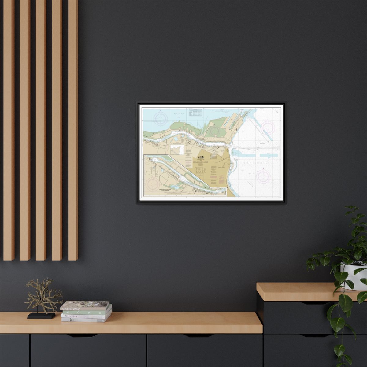 Chart 11311 Corpus Christi Harbor - NOAA Nautical Chart Floating Frame Canvas | 30" x 20" | 36" x 24" | 48" x 32" - Black context-2