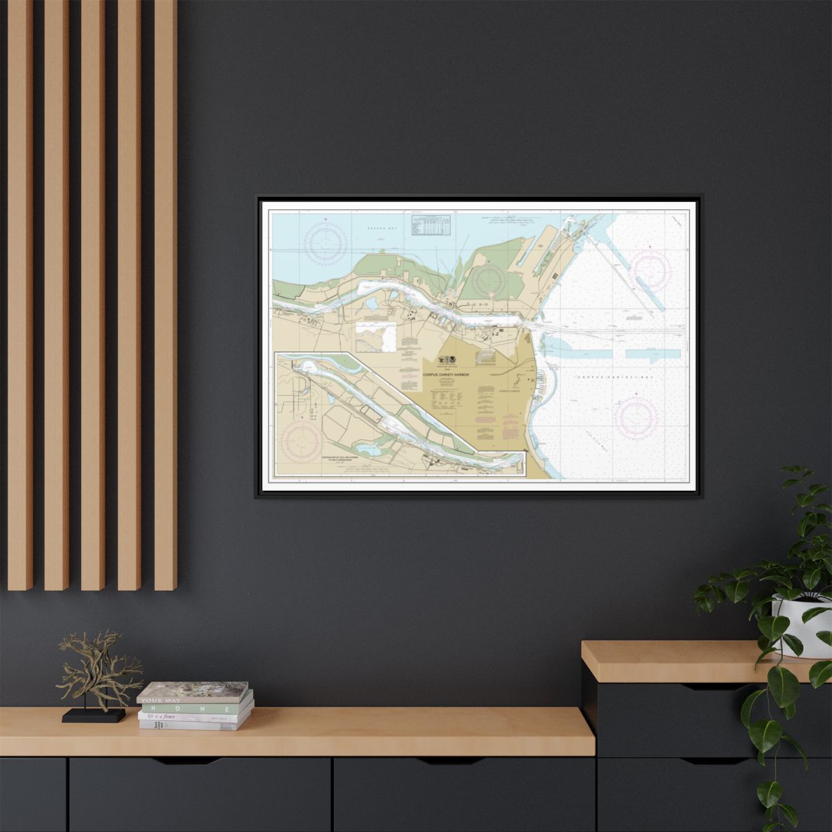 Chart 11311 Corpus Christi Harbor - NOAA Nautical Chart Floating Frame Canvas | 30" x 20" | 36" x 24" | 48" x 32" - Black context-2