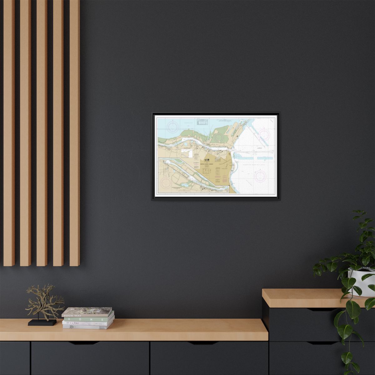 Chart 11311 Corpus Christi Harbor - NOAA Nautical Chart Floating Frame Canvas | 30" x 20" | 36" x 24" | 48" x 32" - Black context-2