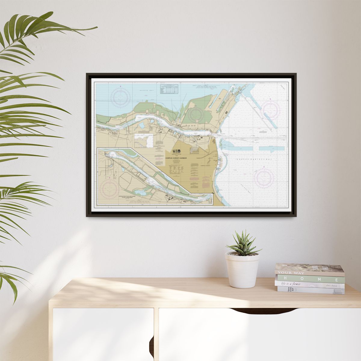 Chart 11311 Corpus Christi Harbor - NOAA Nautical Chart Floating Frame Canvas | 30" x 20" | 36" x 24" | 48" x 32" - Espresso context-1