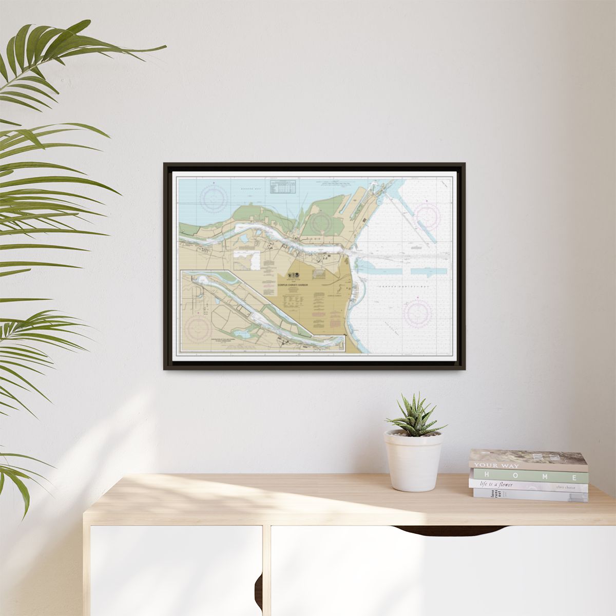 Chart 11311 Corpus Christi Harbor - NOAA Nautical Chart Floating Frame Canvas | 30" x 20" | 36" x 24" | 48" x 32" - Espresso context-1